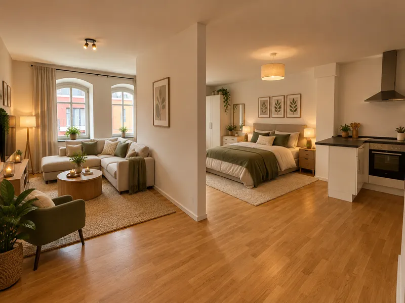 Urban & modern: 1-Zimmer-Apartment mit cleverer Raumaufteilung in Wassernähe — photo 1